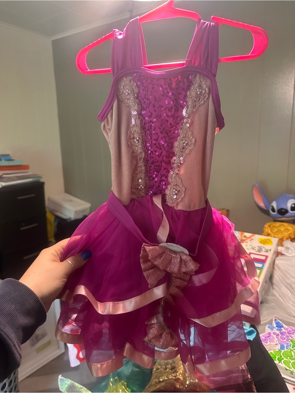Girls Purple Sequin Tulle Princess Costume Dress